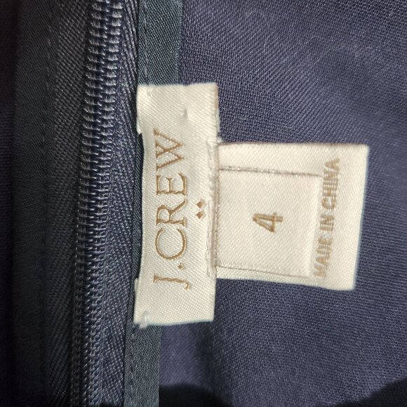 J. Crew Navy Sleeveless Scalloped Hem Sheath Dress Size 4 Polyester Blend - Picture 2 of 10